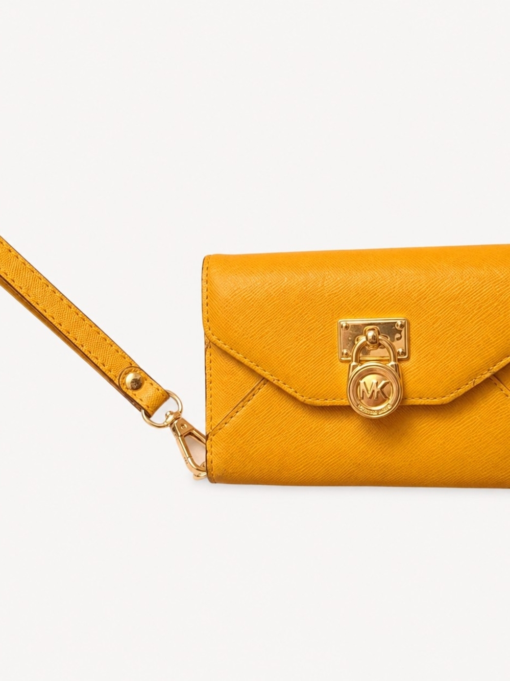 Michael Kors Mustard Yellow Saffiano Leather Wristlet